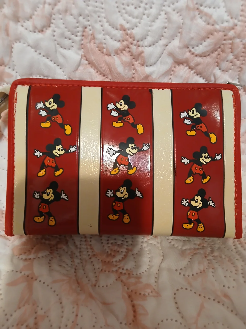 Vintage 70s Mickey Mouse Red and Cream Women's Zip Wallet